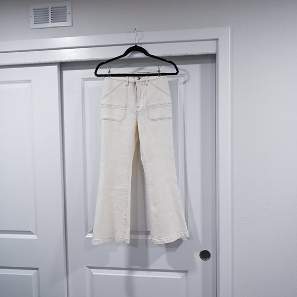 FRAME Denim Cropped Flare Pants in Off White Size 25 - Picture 4 of 9